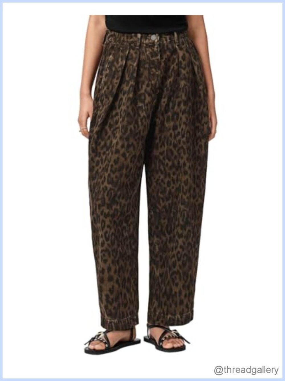 Pleated Trouser Jeans Mid Rise Regular Fit Button Closure